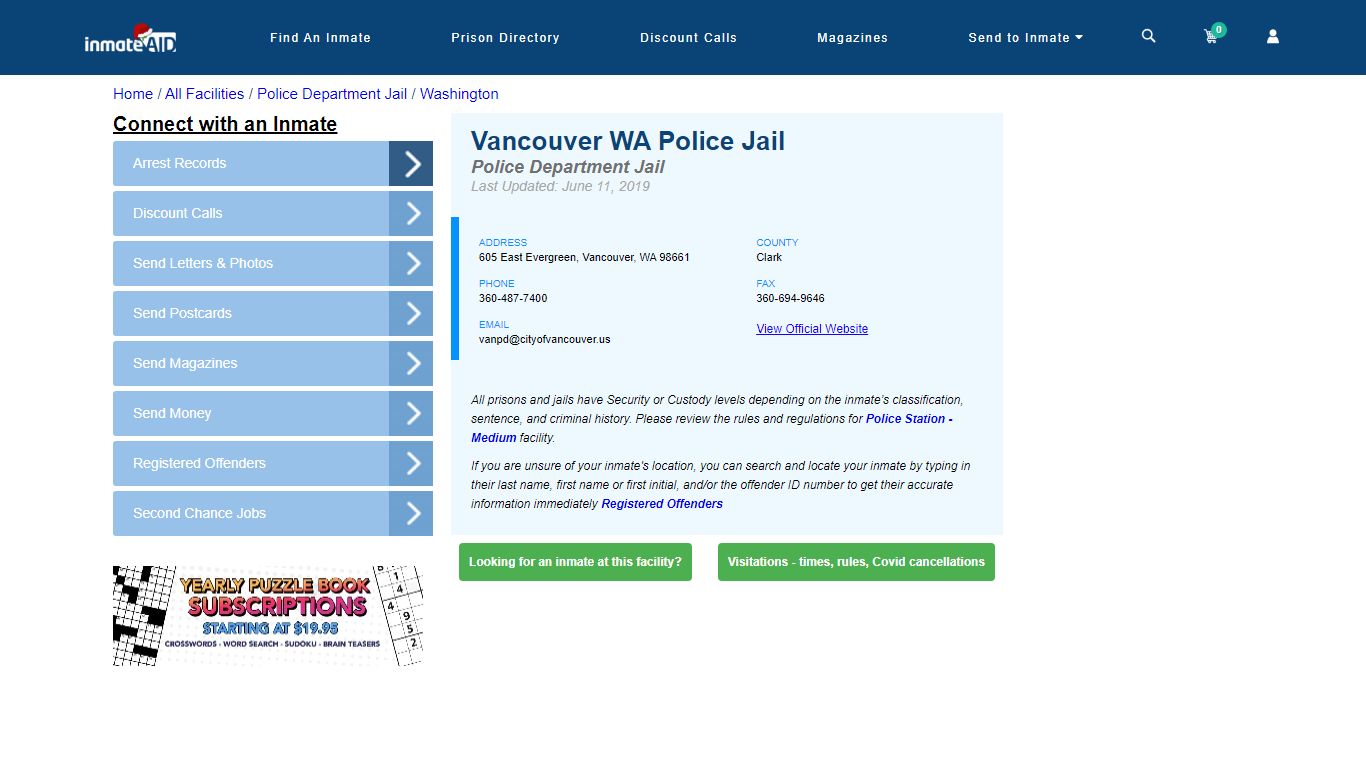 Vancouver WA Police Jail & Inmate Search - Vancouver, WA